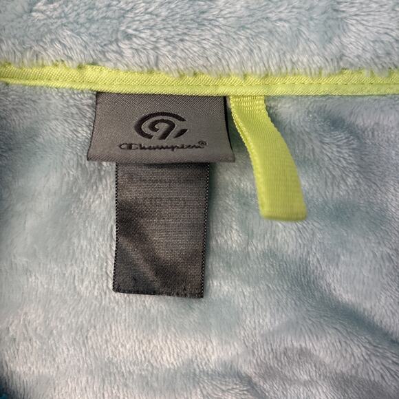 Champion Fuzzy Fleece Full Zip Jacket Teal Contrast Softshell Pockets 10-12 (L) - Picture 3 of 11